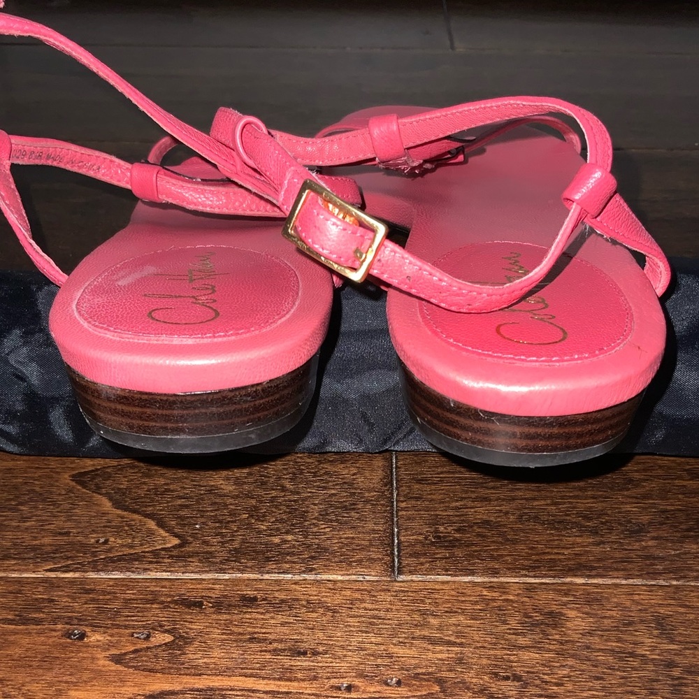 Cole Haan Air Halsey Salmon Color Leather T-Strap Sandals Flats Size 8.5 - Picture 7 of 10